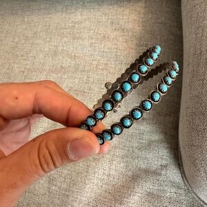 Large turquoise & sterling silver hoops